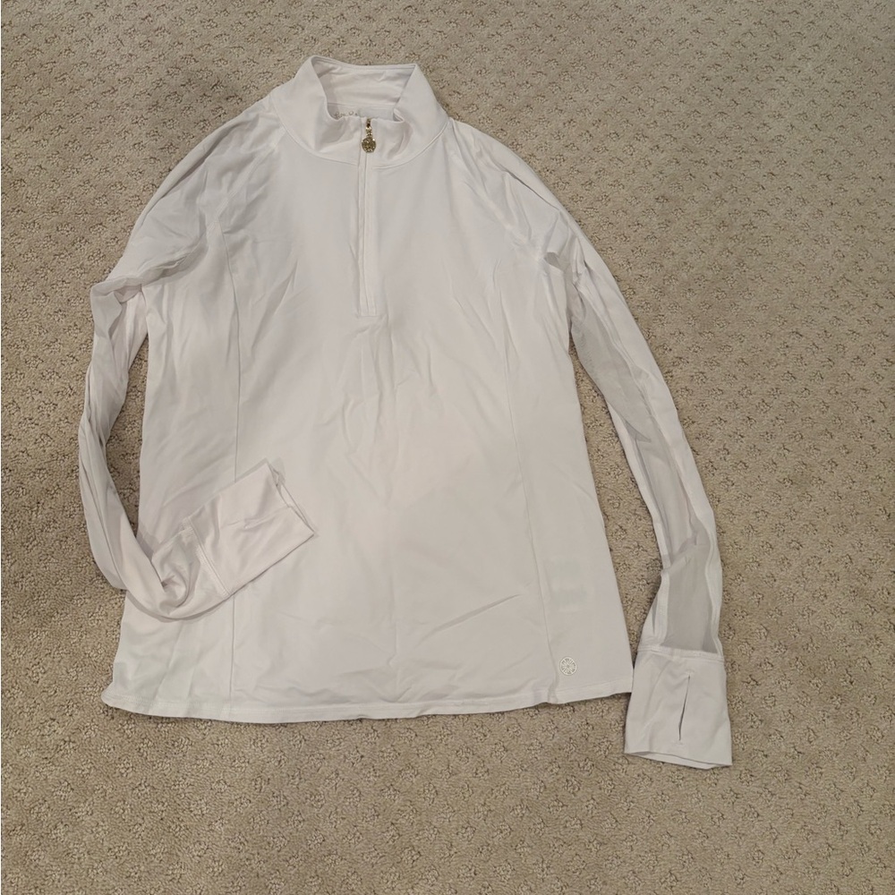 Lilly Pulitzer Luxletic UPF50 White Long Sleeve Quarter-Zip Top, Size Medium